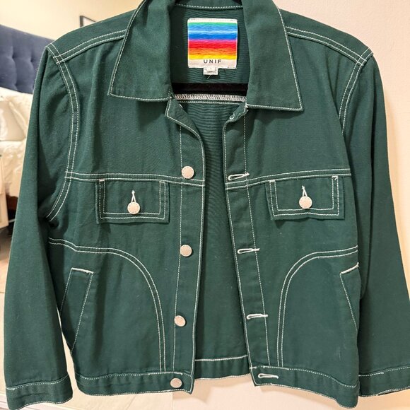 Unif woody denim jacket green size small - Picture 2 of 2